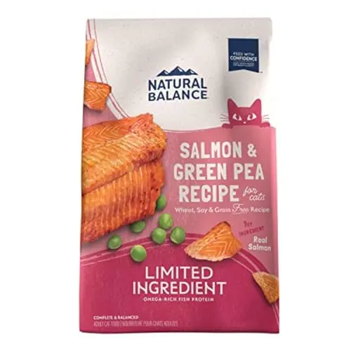 Natural Balance Limited Ingredient Dry Cat Food bag with salmon and green pea formula