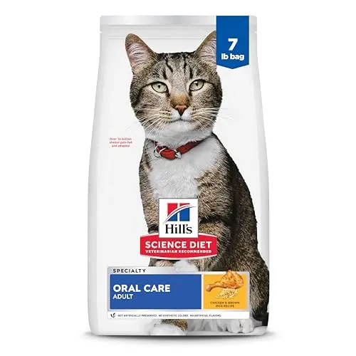 Hill's Science Diet Oral Care dry cat food in a 7 lb bag