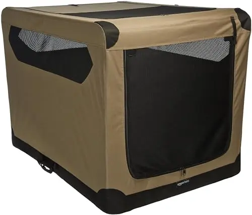 Amazon Basics XL Tan Soft-Sided Collapsible Dog Crate