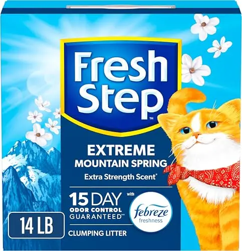 Fresh Step Extreme clumping cat litter with Febreze freshness in a box
