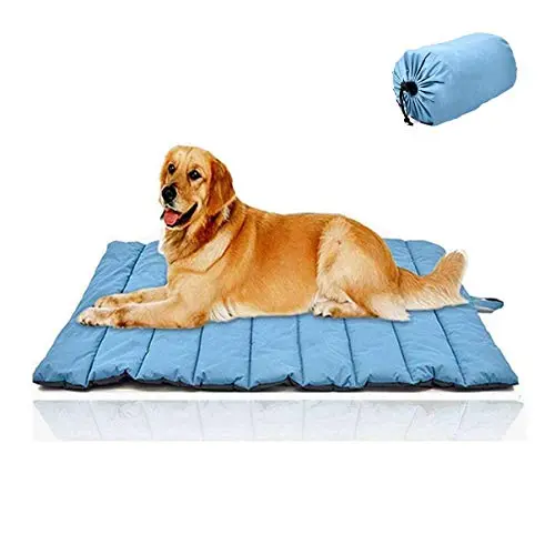 CHEERHUNTING blue waterproof dog bed mat folded with carry bag