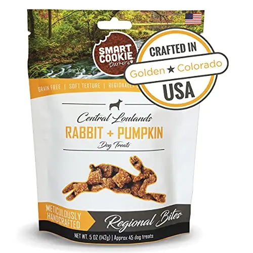 Smart Cookie Rabbit and Pumpkin dog treats in a bag