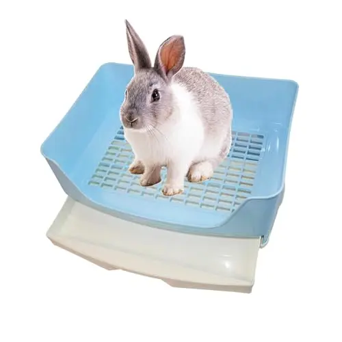 Kathson blue rectangle litter box with a pull-out drawer at the bottom