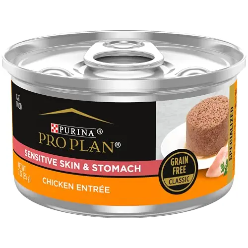 Purina Pro Plan Sensitive Skin and Stomach Grain-Free Chicken pate cat food