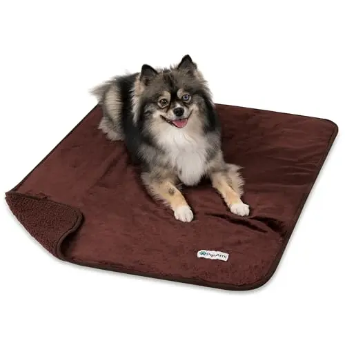 PETAMI brown reversible waterproof dog blanket on outdoor furniture