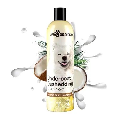 Wagzer Pets Deshedding Dog Shampoo with coconut oil bottle