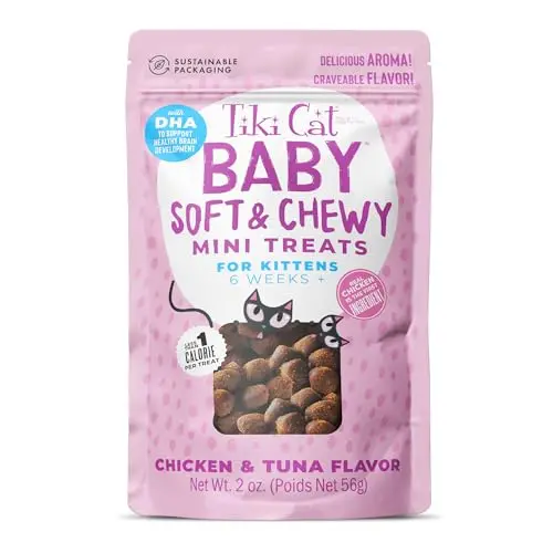 Tiki Cat Baby Soft and Chewy kitten treats in a pouch