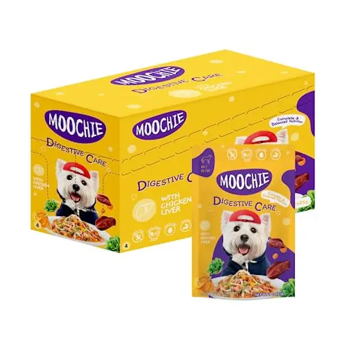 MOOCHIE grain-free wet dog food pouches for small breed digestive care