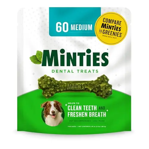 Minties green dental chew bones for medium-sized dogs