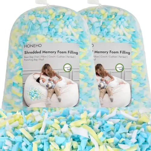 HONEHO 10-pound multi-color shredded memory foam bean bag filler for dog beds