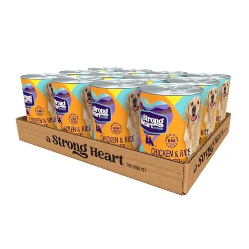 A Strong Heart wet dog food cans, Chicken & Rice Dinner variety pack