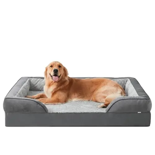 INVENHO orthopedic dog sofa bed with C-shape chaise design