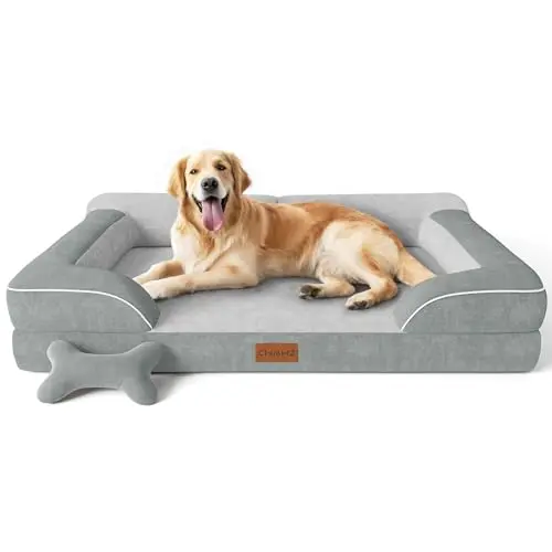 CWAWZ light grey extra large dog bed with raised edges