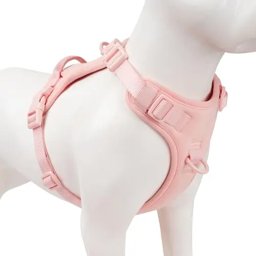 Sunraymascota light pink no-pull dog harness with front clip and control handle for small dogs