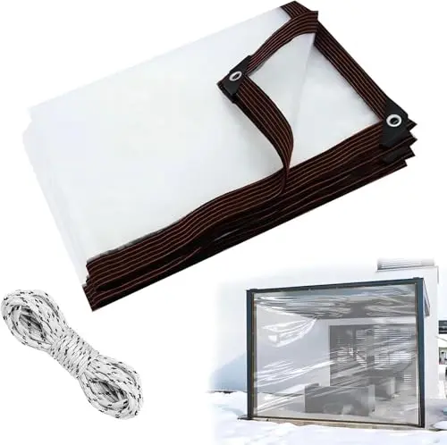 FFKQBH small 3.3x3.3ft clear waterproof tarp for garden or coop