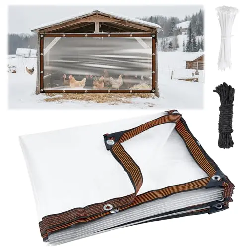NNG 6.6x10ft waterproof translucent chicken run tarp with cable ties
