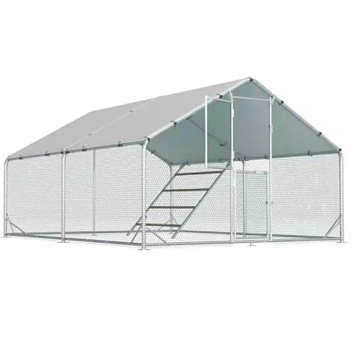 SANNWSG large metal walk-in chicken coop with a half-door for feeding