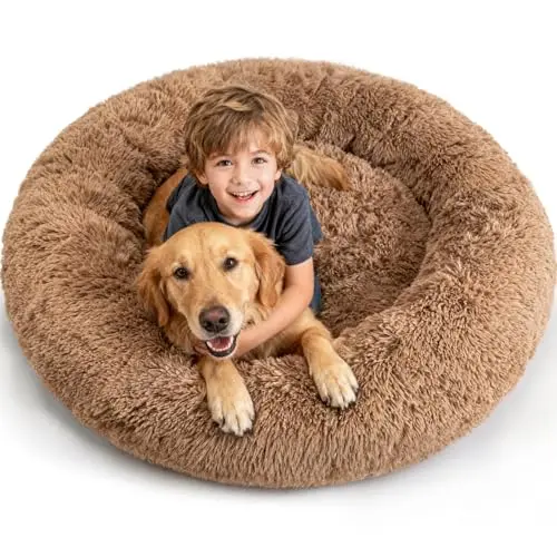 hush bone extra-large camel-colored orthopedic dog bed with cooling gel foam